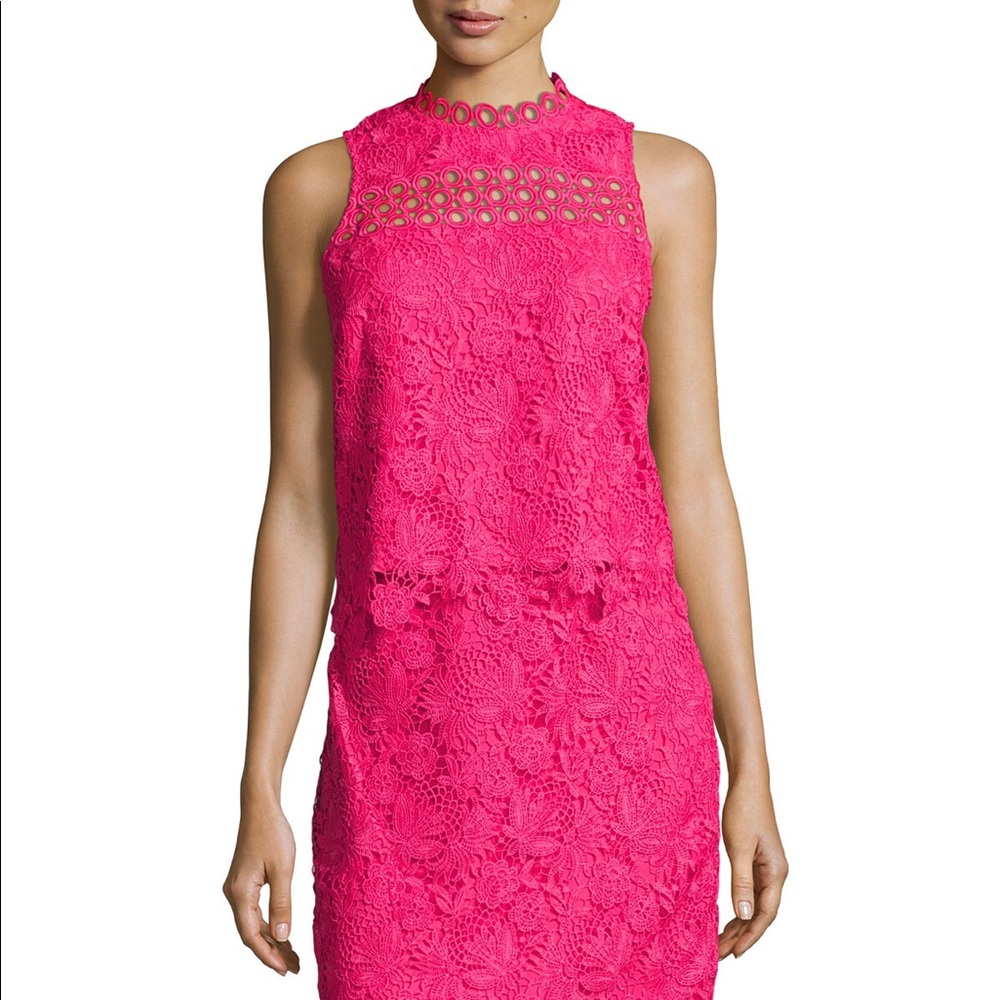 Tahari pink lace 2 piece skirt set